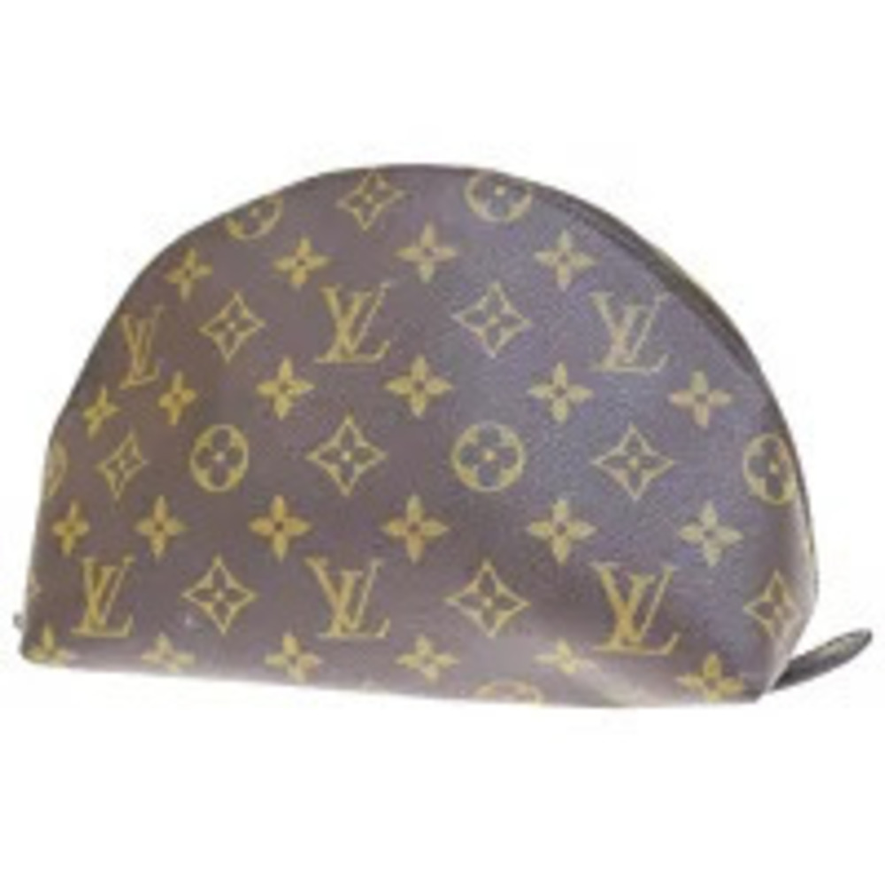 Louis Vuitton Pochette Cosmetic Monogram Leather Shoulder Bag Gray Brown